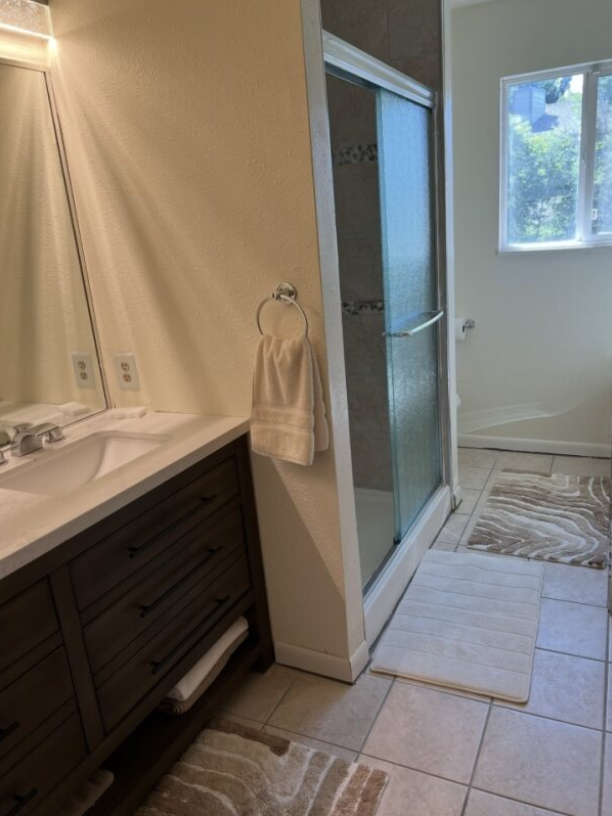 Bathroom remodel with new vanity and shower